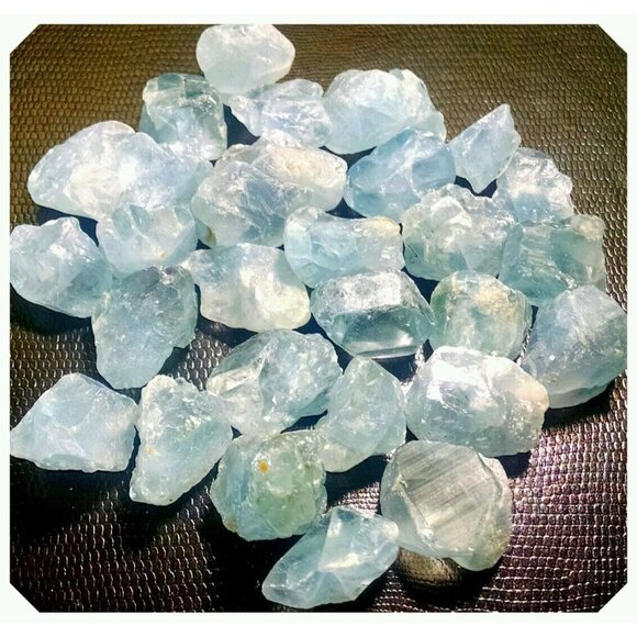 2 lb Blue Celestite Crystal Points & Pieces Lightly Tumbled Gem Mineral Specimen